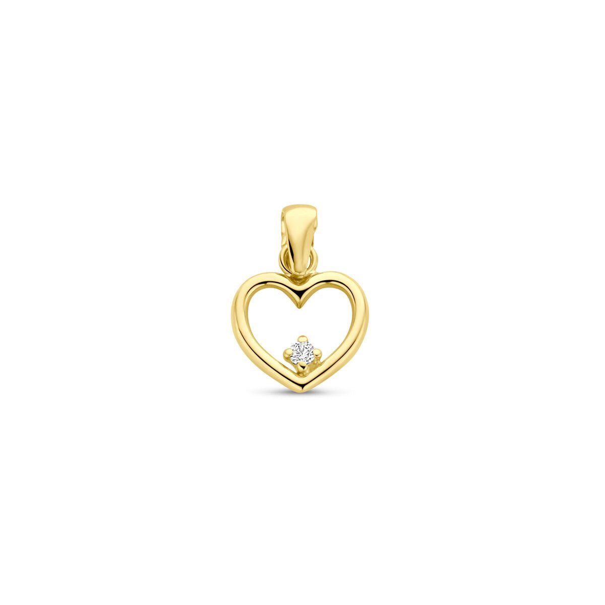14K geelgouden hanger hartje zirkonia 13 mm - 4034100