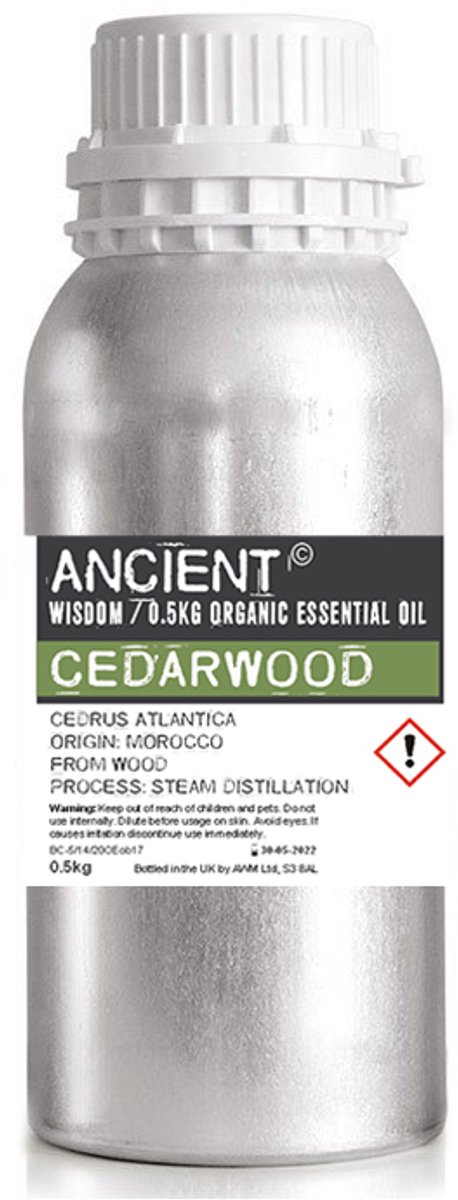 Biologische Etherische Cederhout Olie 500ml - Essentiële Olie in Bulk - Essentiële Cederhoutolie Ancient Wisdom - Aromatherapie
