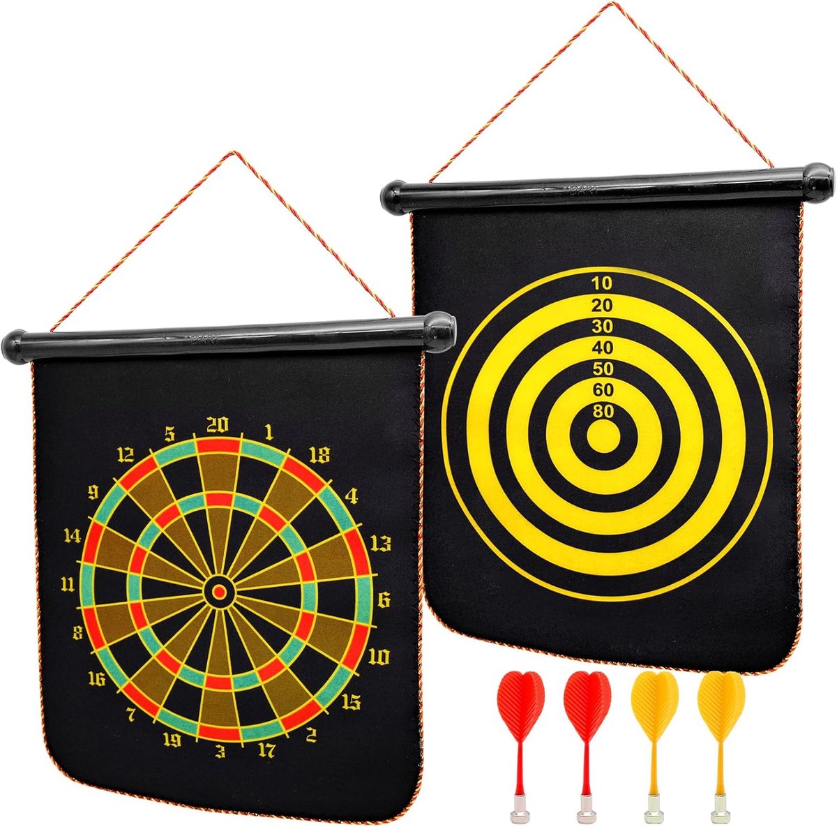 12 Inch Magnetisch Dartbord - Dubbelzijdig Magnetisch Dartbord met 4 Darts - Leuk Dartbord voor Kinderen en Volwassenen 3 tot 12 Jaar