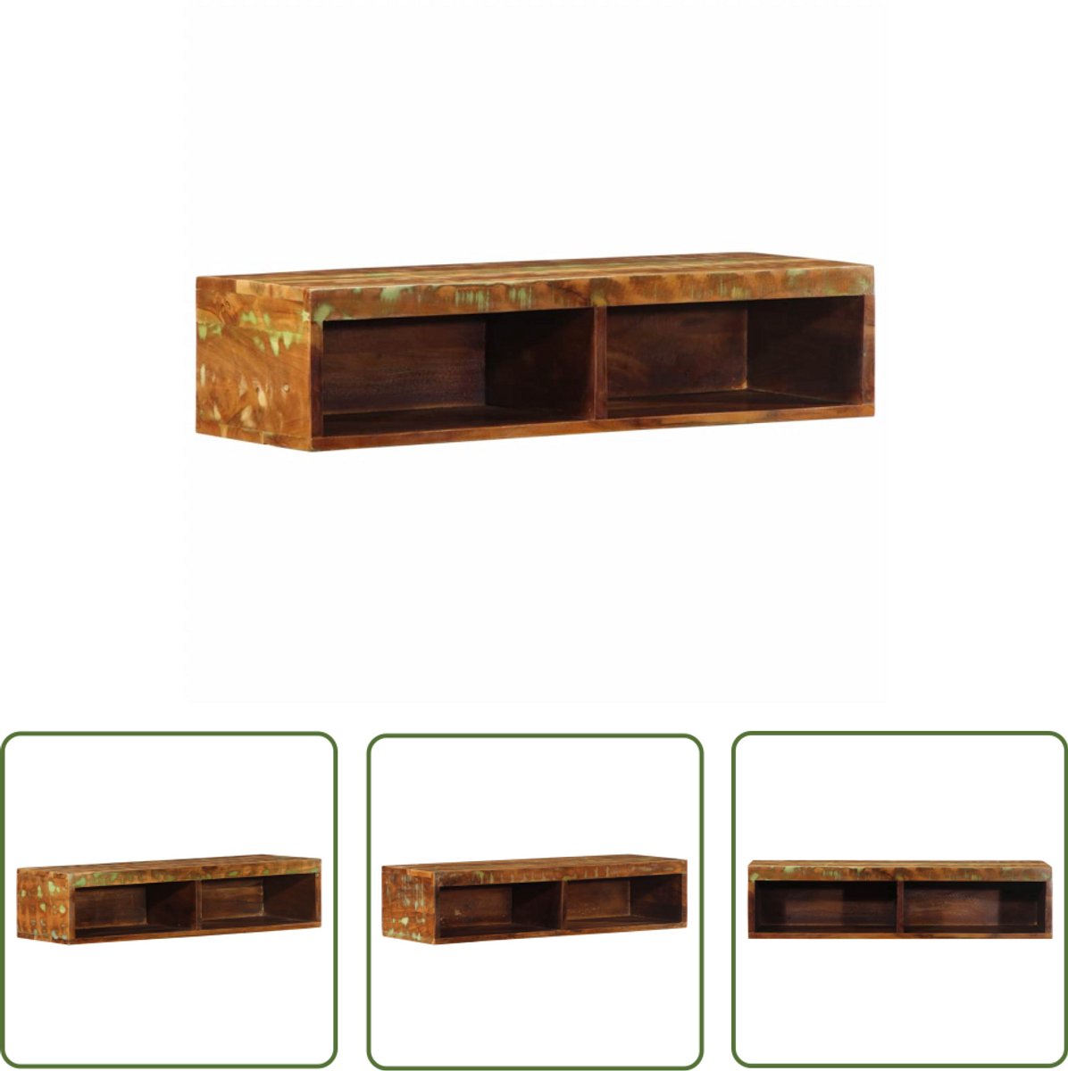vidaXL Wandmontage - Tv-meubel - Tv-meubel wandmontage 80x30x19 cm massief gerecycled hout - Houten Tv-meubel - Recycled Wood Furniture - Tv Kast