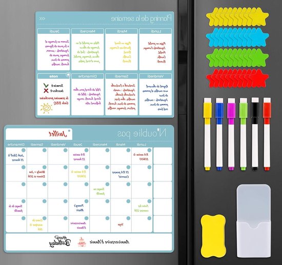 Smart Panda Magneetbord voor koelkast, A3, wekelijkse menuplanner