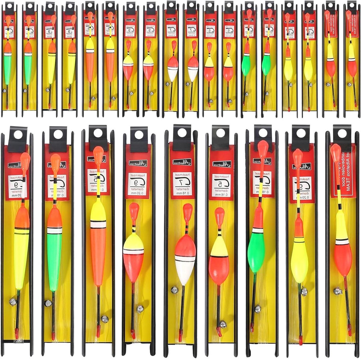 Allecto Plus - Visdobbers Hengeldobbers Hengelset met Loodvisset voor Vredesvissen - Forel Paling Snoekbaars - 27 stuks - Meer Rivierbeek - Maten 5# 7# 9#