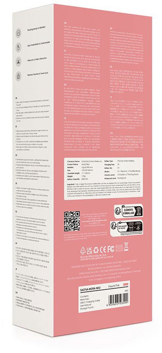 Goedkoopste Svakom - Mora Neo - Interactieve Rabbit Vibrator met stotende kralen-ring - App Control - Roze