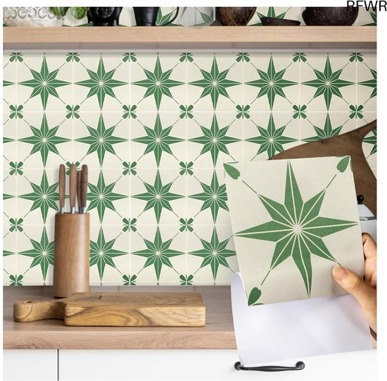 RFWR® Groene Tegelstickers met Sterren voor Keuken en Badkamer