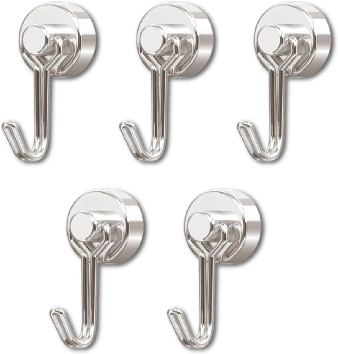 Allecto Plus - 5 sterke neodymium magneethaken voor keuken en kantoor - 16 mm - 15 kg draagvermogen