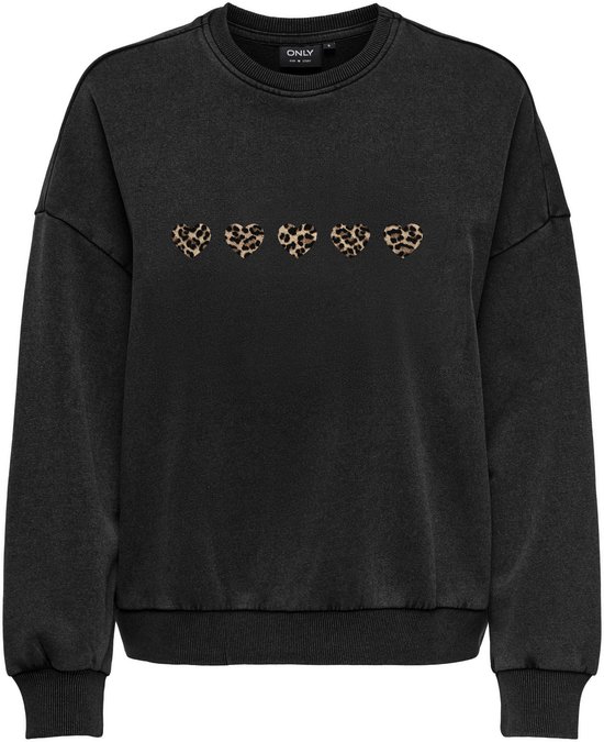 Only Trui Onlember Leo Hearts L/s Ub Swt Outl 15366411 Black/ana Leo Hearts Dames Maat - L