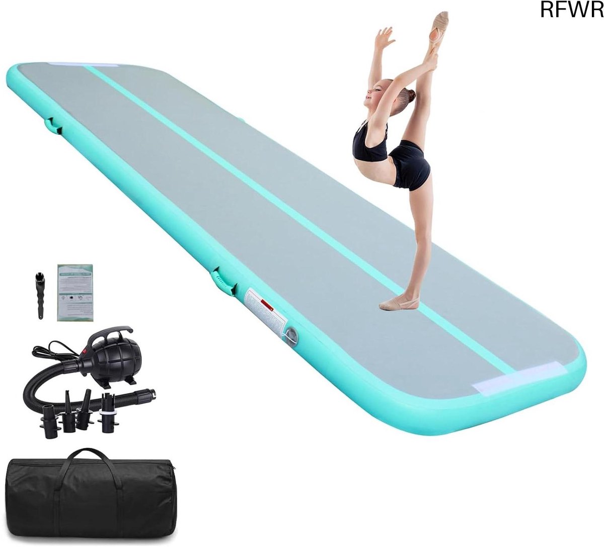 RFWR® Opblaasbare gymnastiekmat 3/4/5/6 m voor thuis en outdoor - antislip trainingsmat