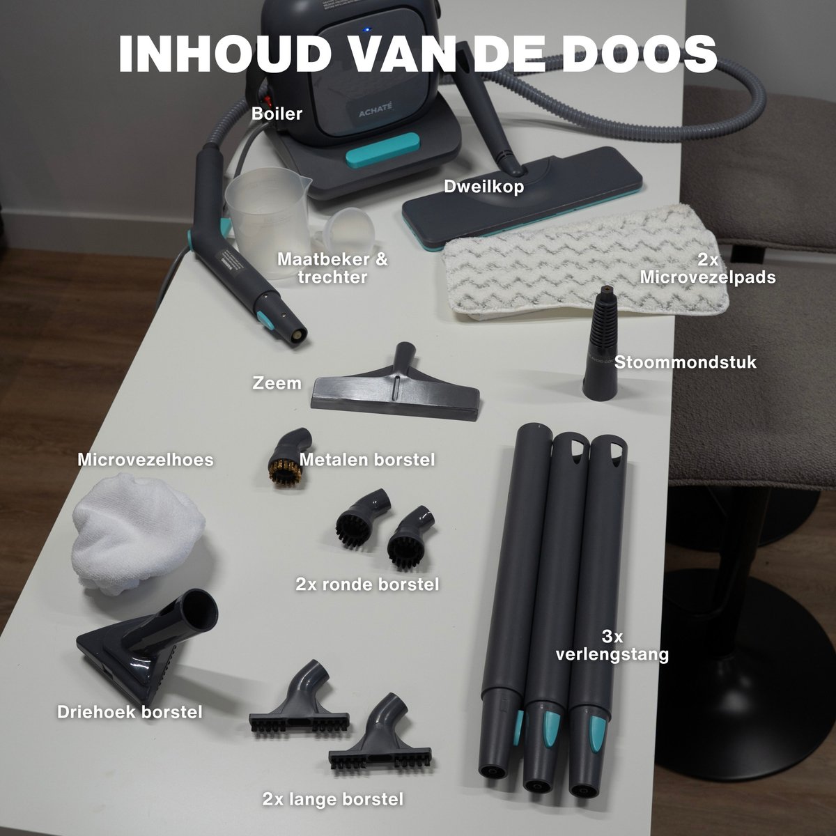 Achaté Stoomreiniger PRO V2 - Stoomreiniger Vloer & Bank thumbnail 5