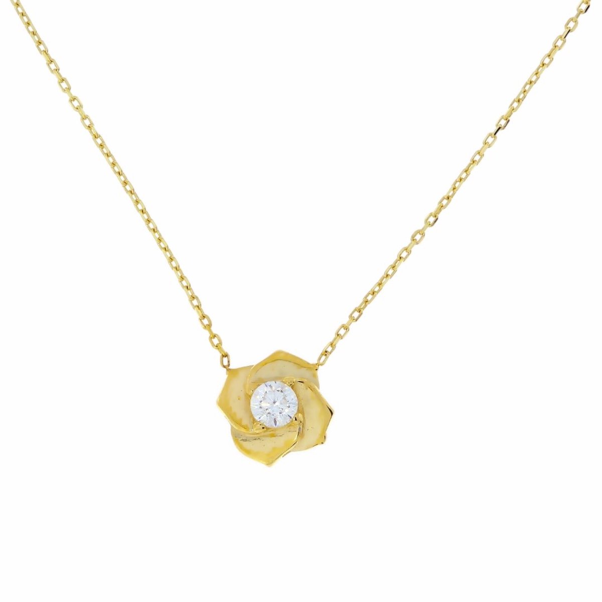 Gouden Ketting Bloem Hanger Zirkonia 14 karaats 42 cm + 1 cm