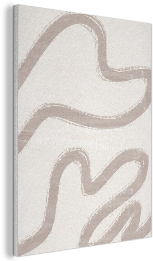 Akoestisch wandpaneel 70x100 cm - Vilt schilderij Abstract - Moderne kunst - Beige - Akoestische panelen - Geluidsdempende wanddecoratie - Geluidsisolatie woonkamer - Muurdecoratie geluidspanelen