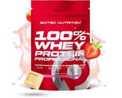 Scitec Nutrition ® - 100% Whey Protein Professional (1000 gram - Strawberry/White Chocolate) - Aardbei/Witte chocolade - 33 eiwitshakes - Premium proteine poeder met leucine, glutamine, arginine, taurine, papaïne en bromelaïne