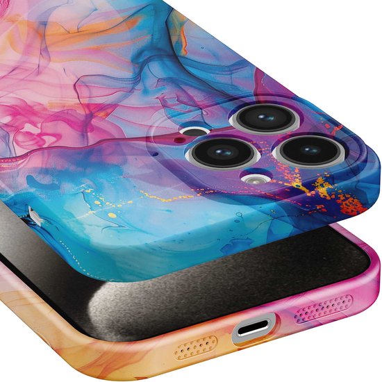 Coque de téléphone Smartphonica adaptée à iPhone 15 Pro Max avec imprimé marbre Acryl arc-en-ciel - Coque souple flexible en TPU - Coque arrière Design marbre acrylique Rainbow adaptée à iPhone 15 Pro Max