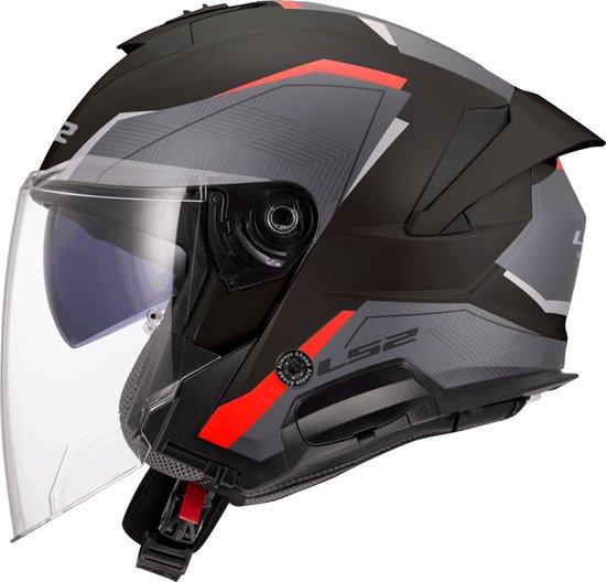 LS2 OF618 Verso II Air Zwart Rood Jethelm - Maat XXL - Helm