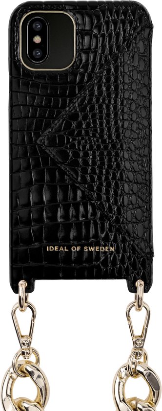 iDeal of Sweden Statement Phone Collier Case Chain pour iPhone 11 Pro/ XS/ X Neo Noir Croco