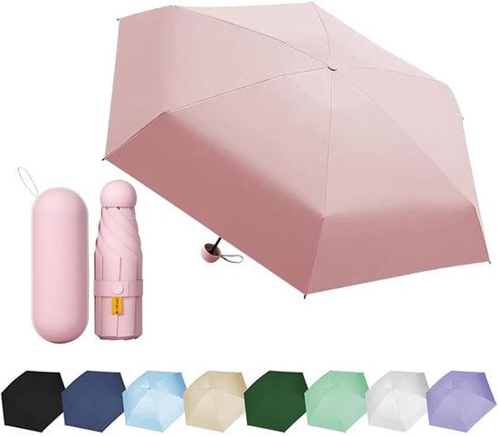 Ambra UV - Ombrello tascabile ultraleggero di alta qualità, per pioggia e sole, 215 g, 18 x 5 cm, Bianco Ecru, Small