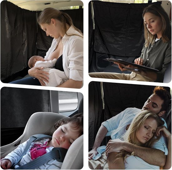 2 stuks Zonnescherm Auto - Magnetisch zonnescherm auto - Zonwering - Zonwering auto baby - Zonnescherm Auto Zijruit - 71*47cm - Magnetische auto zonneschermen - Dubbellaags zonnescherm - Met 10 magneten van Merkloos — afbeelding 4
