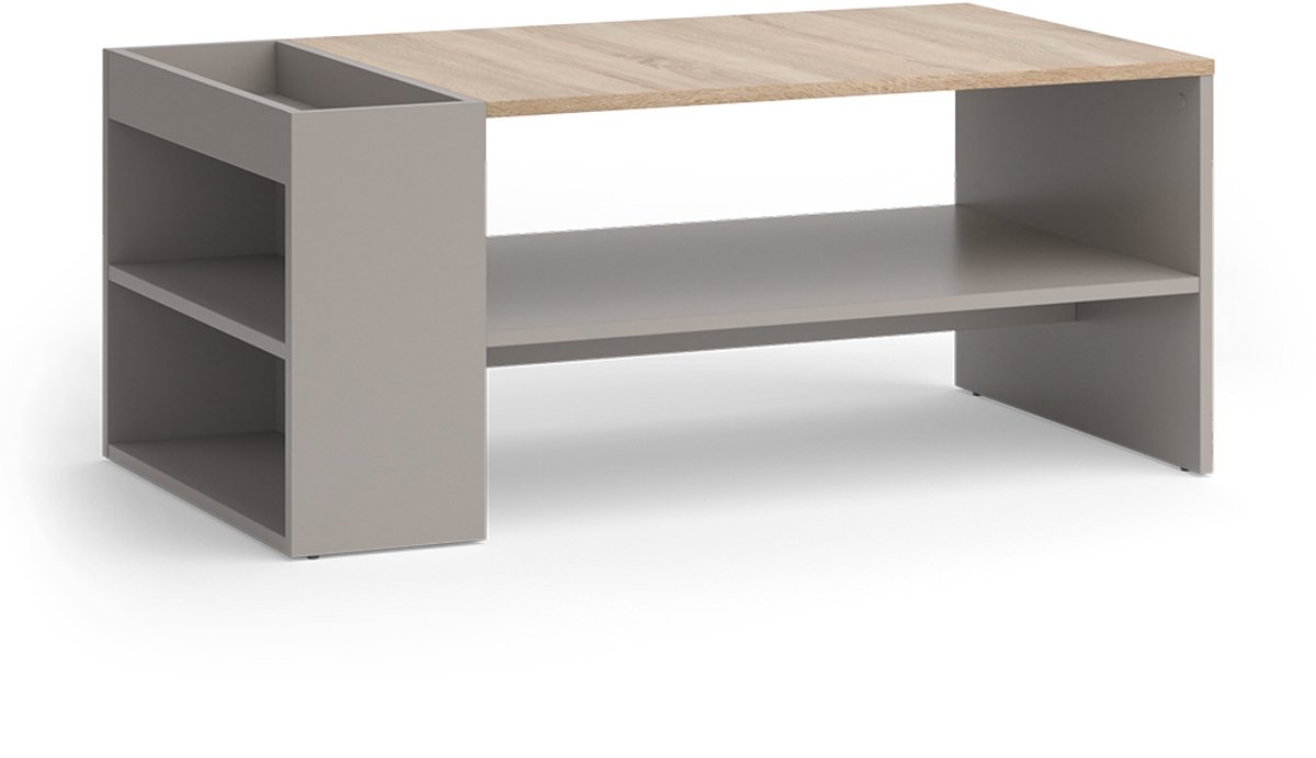 Vicco Wido Salontafel – 100 x 55 cm met planken Grijs