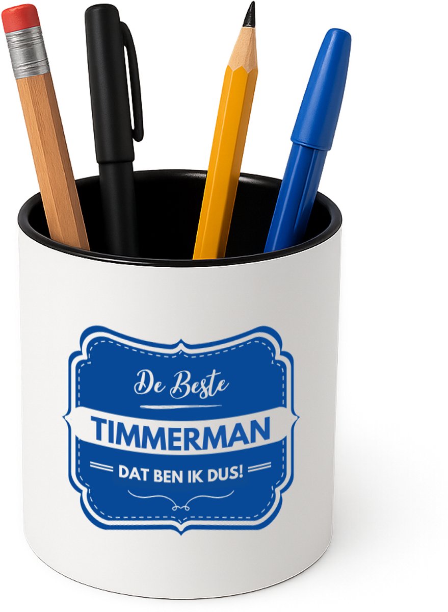 Hacebo® - De beste timmerman Pennenbakje - Timmerman - een timmerman - pennenhouder - werk - afscheidscadeau - verjaardagscadeau - Pennenbakje zwart