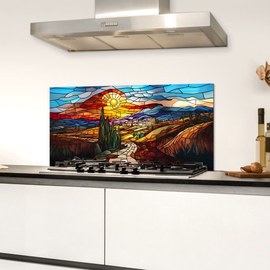 Spatscherm keuken 80x55 cm - Kookplaat achterwand Mozaïek - Veld