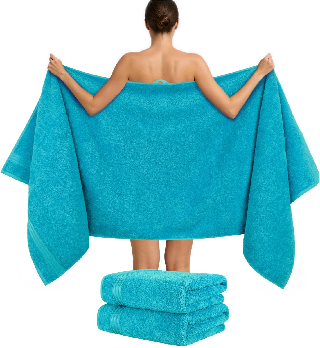 Ibenzoa® Set van 2 luxe extra grote katoenen badhanddoeken voor ultiem comfort en absorptie