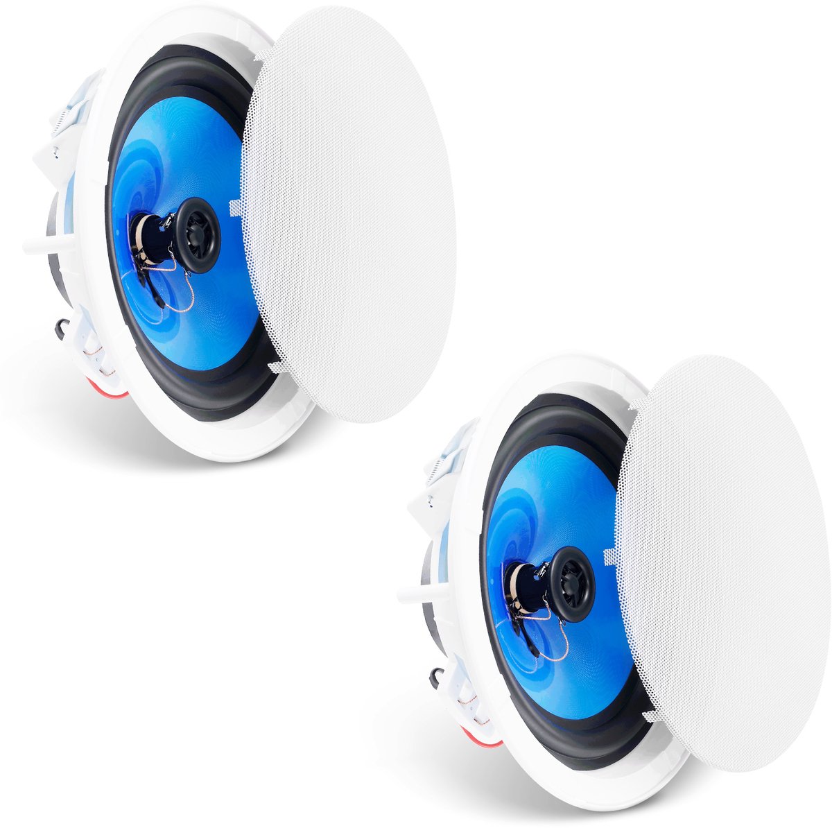 2 Stuks 8" Plafondluidspreker, 50w, Inbouw Plafond- en Muurluidsprekersysteem, 8 Ω Impedantie, 89db Gevoeligheid voor Gebruik Thuis of Op de Veranda