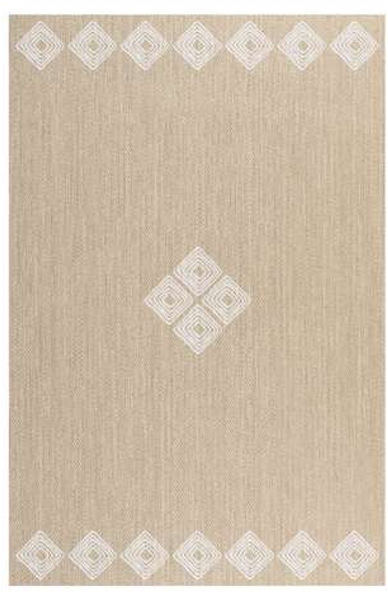 Storesdeco Premium vinyl vloerkleed, wasbaar, antislip en slijtvast – blank etnischs 160x230 cm