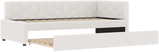 Wit slaapbank frame met uitgeschoven bedframe.