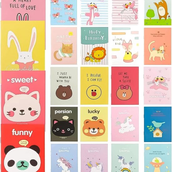 24 stuks gelpennen, mini-notitieblok, kerstbalpen, vulpen, kerstcartoon, kleine notitieblokken, Kerstmis, kleine voorwerpen voor schrijven, school