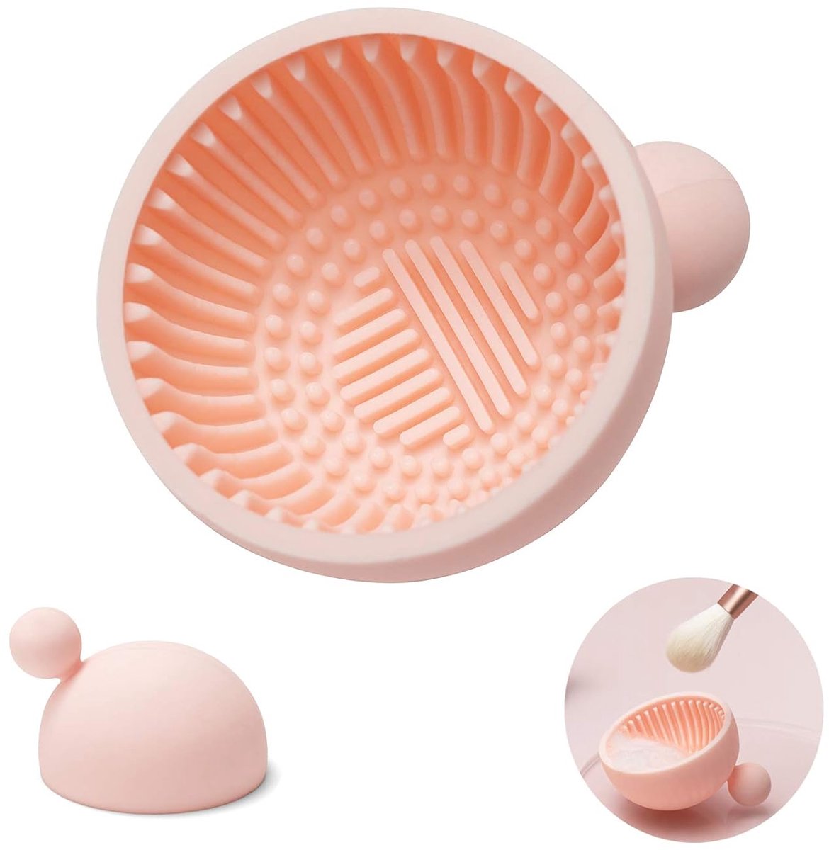 2 stuks borstelreinigingsmat - draagbare make-upborstel siliconen reinigingstool - draagbare wastool - cosmetische kwastenreiniger voor meisjes - roze(7*6.5*5cm)