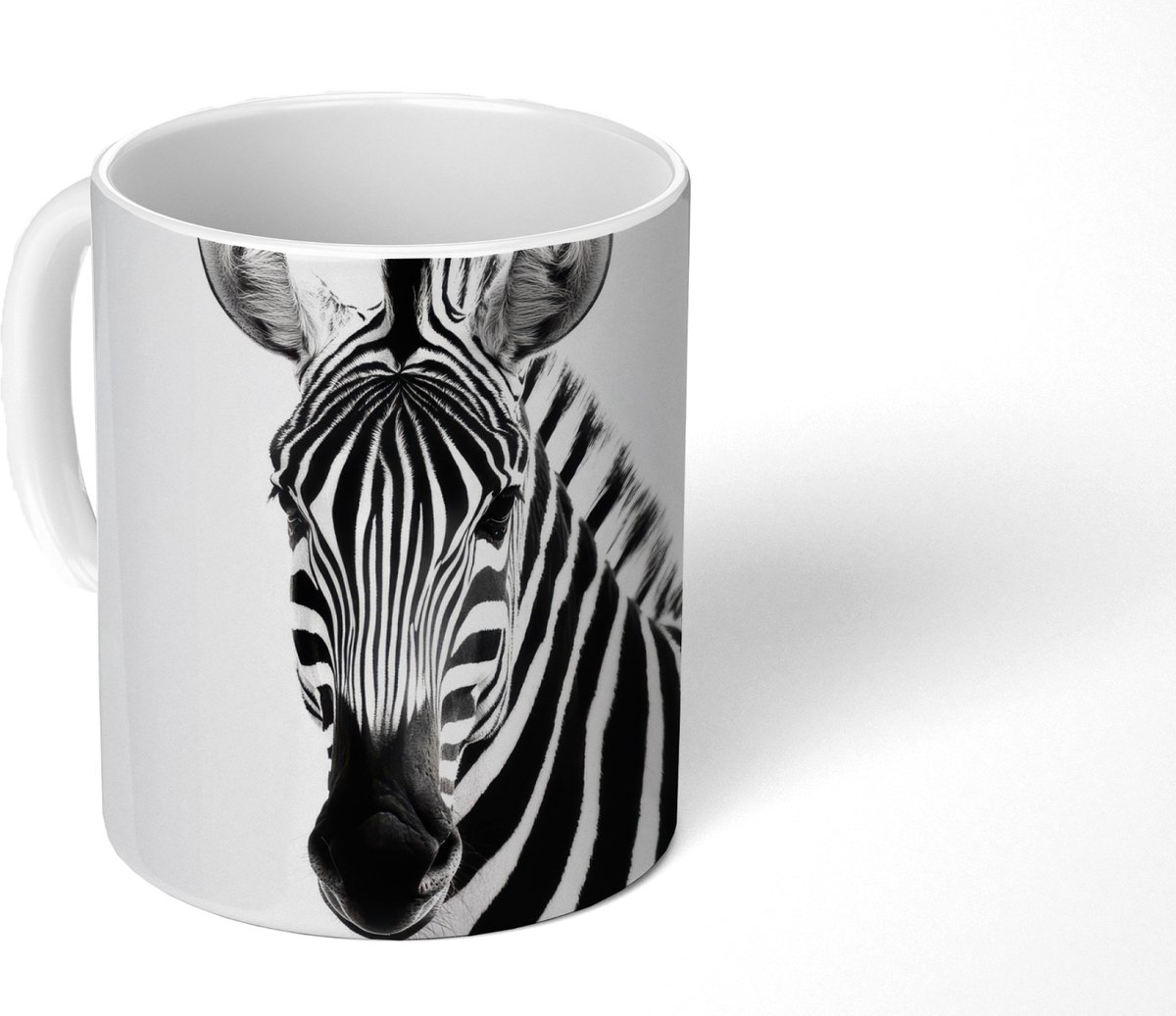 Mok - Koffiemok - Zebra - Close-up - Zwart - Strepen - Mokken - 350 ML - Beker - Koffiemokken - Theemok