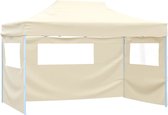 vidaXL Tente de réception pliante avec 3 parois latérales 3 x 4 m Crème Acier