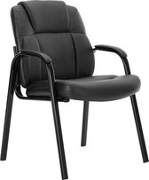Bezoekersstoelen - Conferentiestoelen - comfortabele Werkstoelen - bureaustoelen met hoogwaardig kussen en kunstlederen bekleding - gevoerde wachtkamerstoel met armleuningen gestoffeerd - set van 1