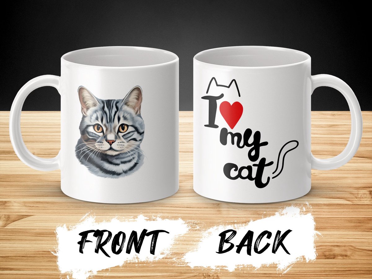 Mok American Shorthair - kat - I love my cat - cat lovers - katten