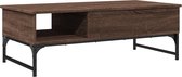 vidaXL - Salontafel - 100x50x35 - cm - bewerkt - hout - en - metaal - bruin - eikenkleur