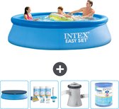 Intex Rond Opblaasbaar Easy Set Zwembad - 305 x 76 cm - Blauw - Inclusief Afdekzeil - Onderhoudspakket - Zwembadfilterpomp - Filter
