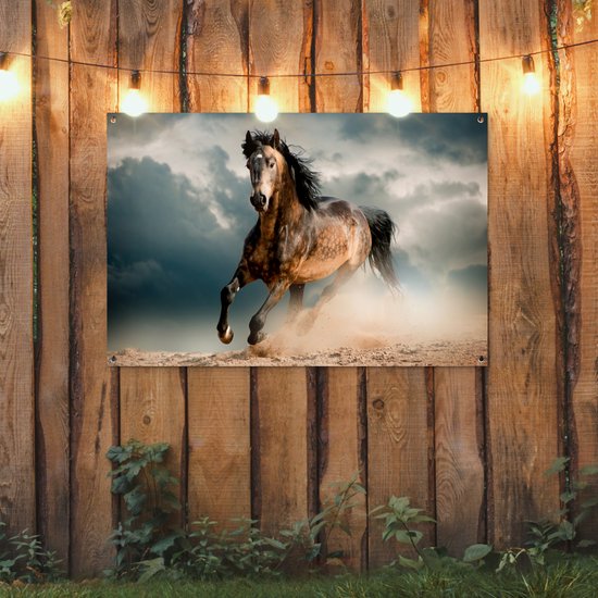 Tuinposter - Tuindoek - Tuinposters buiten - Paard - Dieren - Bruin - Natuur - 120x80 cm - Tuin