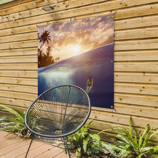 Toile de jardin Mer - Nageur - Soleil - 100x100 cm