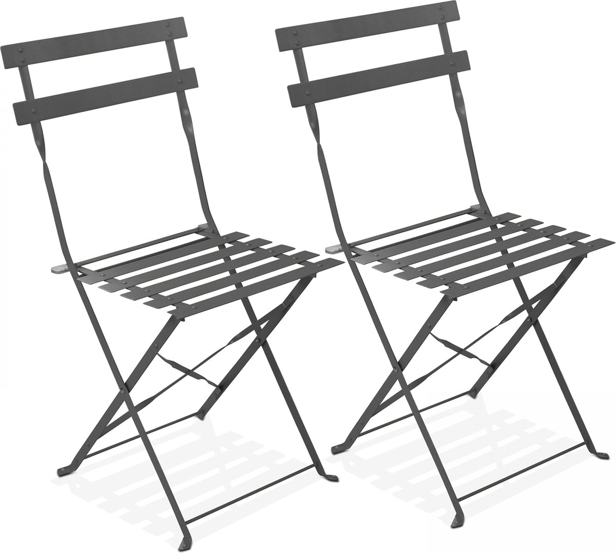 Oviala - Set van 2 opvouwbare stalen stoelen in grijs - Rome