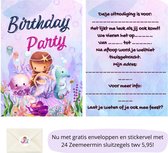 Uitnodiging kinderfeestje - Kinderfeest - Uitnodigingen - Verjaardag - Inclusief enveloppen - Eigen design en print - Wenskaart - Zeemeermin - 20 stuks - A6
