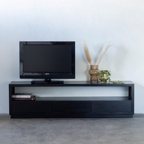 Tv Meubel Zwart - 150cm - Mangohout - Tv-meubel Luxurious - Giga Meubel