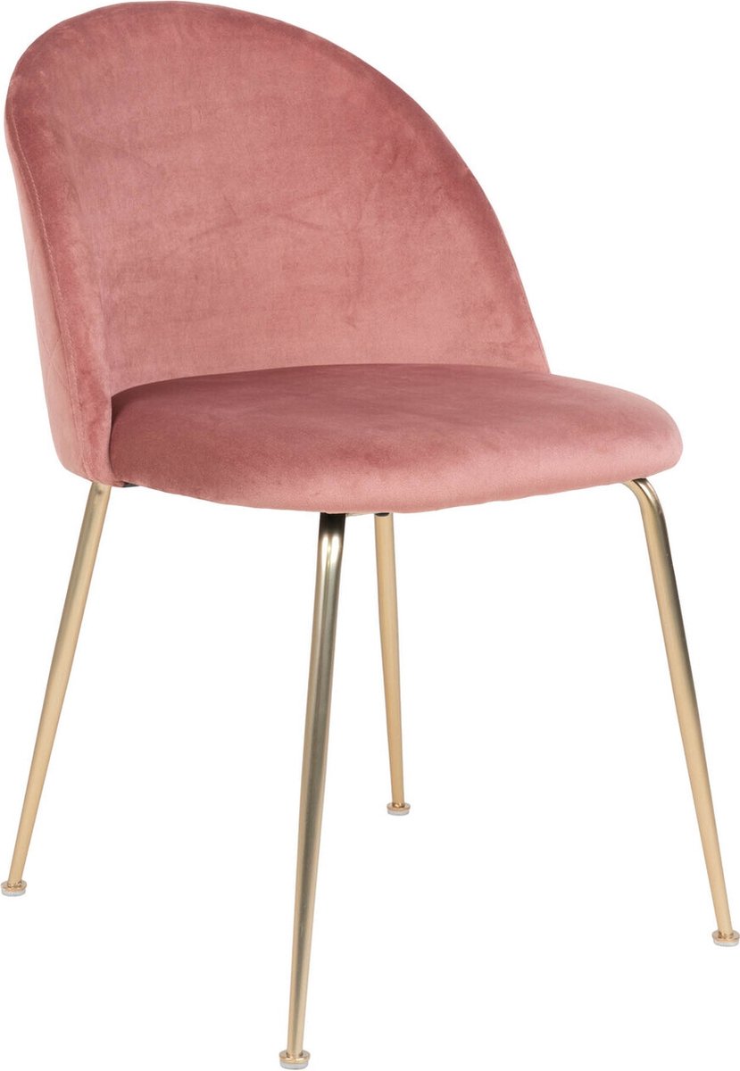 Eetkamerstoel Velvet Roze/Goud - Zithoogte 46cm - 52x51x78cm - Set van 2