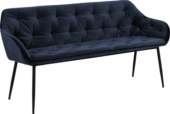 Eetkamerbank Blauw Stof - 167x57x84,5cm - Giga Living