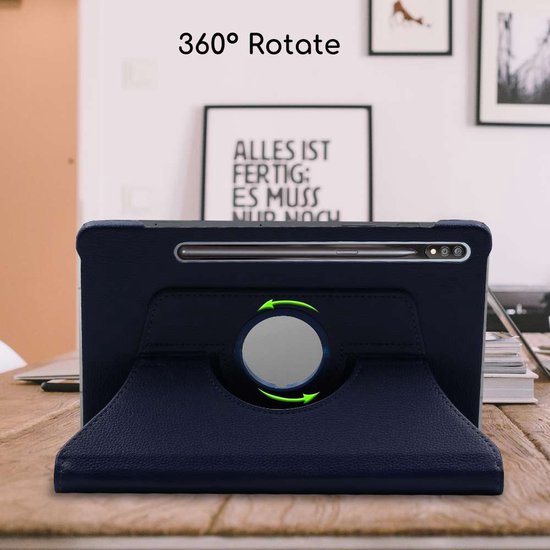 ebestStar - Coque compatible avec Samsung Galaxy Tab S7+ SM-T970, Etui Rotatif 360, Housse Protection PU Cuir, Bleu Foncé + Verre Trempé