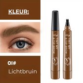 Wenkbrauwpotlood Waterproof | Lichtbruin | Light Brown | Langhoudend Professionele Wenkbrauwmake-up Pen met 4 Split heads