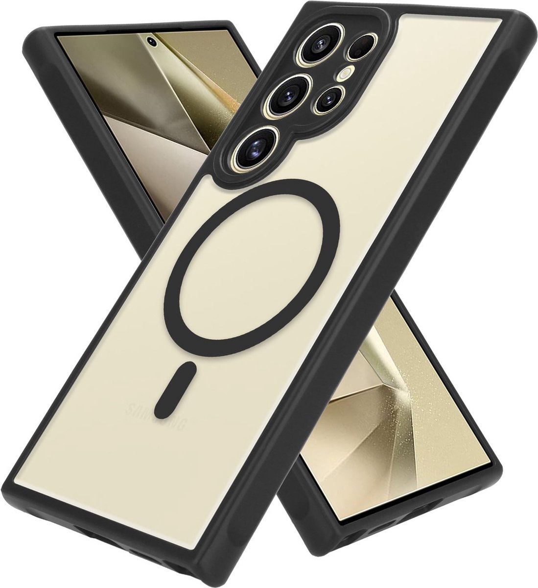 Cadorabo Hoesje geschikt voor Samsung Galaxy S24 Ultra in ZWART geschikt voor Magsafe Hybride Beschermhoes TPU Silikon