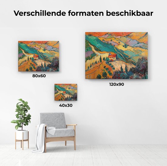 Artaza Peinture sur toile représentant une maison sur une colline - 120 x 90 - Décoration murale - Photo sur toile - Impression sur toile
