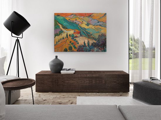 Artaza Peinture sur toile représentant une maison sur une colline - 120 x 90 - Décoration murale - Photo sur toile - Impression sur toile