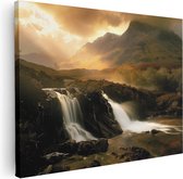Artaza Canvas Schilderij Waterval in Schotland - 80x60 - Muurdecoratie - Foto Op Canvas - Canvas Print
