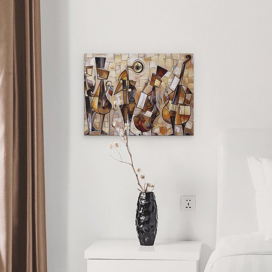 Artaza Canvas Schilderij Groep Muzikanten - 40x30 cm - Klein - Wanddecoratie Woonkamer - Schilderijen - Muurdecoratie