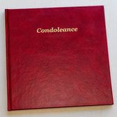 Condoleance boek / condoleanceregister – Met gouden tekst 'Condoleance' op het luxe rood kunstlederen omslag - Met register en ruimte voor een persoonlijke boodschap